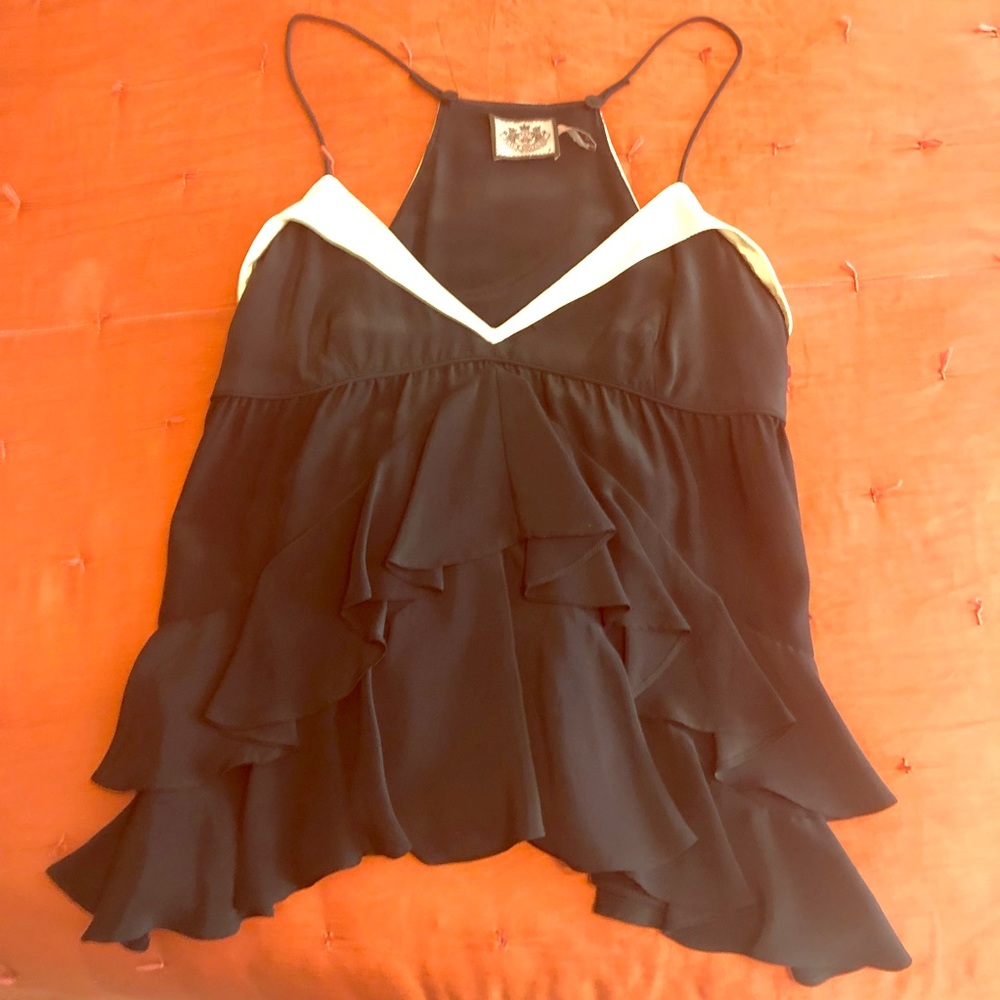 Juicy Couture 100% Silk Ruffle Racerback Cami